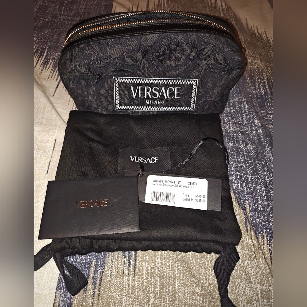 Versace Black Jacquard Cosmetic Pouch